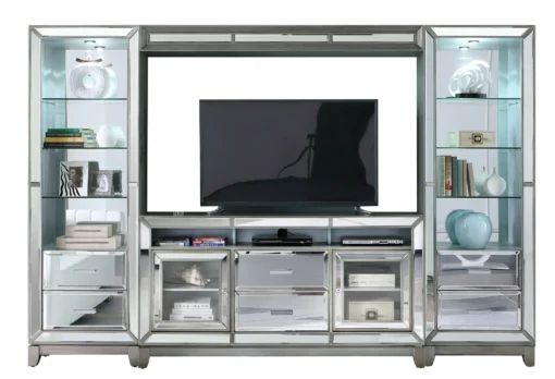 TỦ TIVI VỚI HAI KỆ BÊN KẾT HỢP ĐÈN LED!