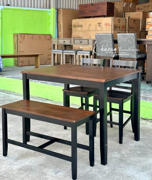 Bộ Bàn ăn gỗ cao su tự nhiên - Ảnh 2