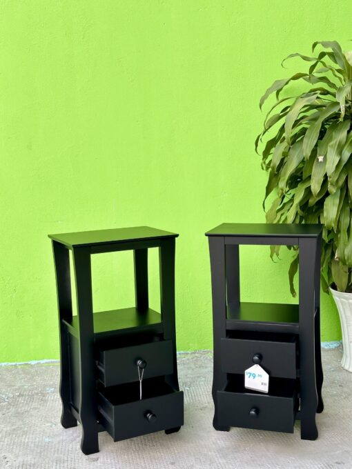 Bàn đầu giường chân dày 2 ngăn kéo Theodore màu đen - Ảnh 2