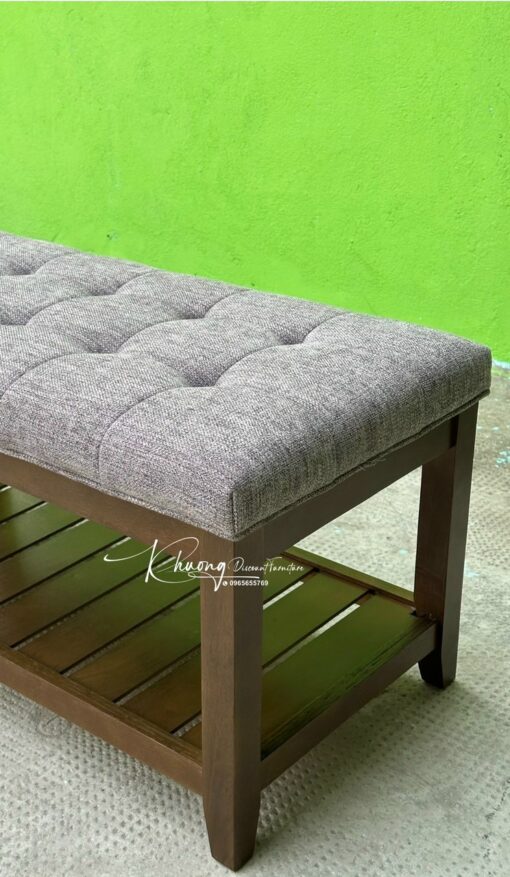 Ghế đôn để chân bọc nệm có giá đỡ phía dưới cho phòng khách, phòng ngủ, lối vào. - Ảnh 2