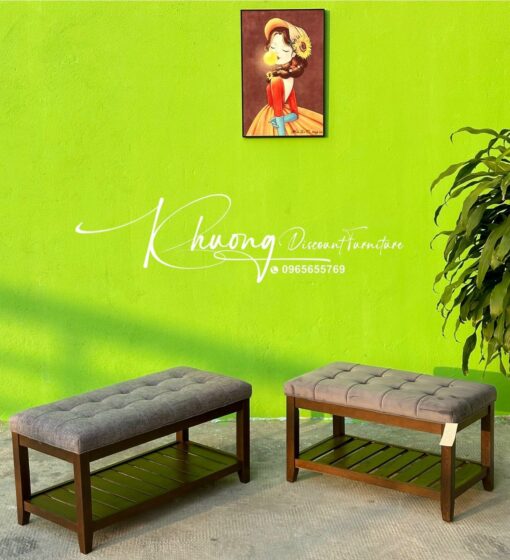 Ghế đôn để chân bọc nệm có giá đỡ phía dưới cho phòng khách, phòng ngủ, lối vào. - Ảnh 3