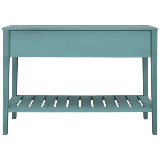 Bàn gỗ kiểu dáng hiện đại U-STYLcó 2 ngăn kéo đựng đồ và kệ dưới cùng để lối vào, hành lang, phòng ăn, bếp - Màu xanh lá cây - Ảnh 6