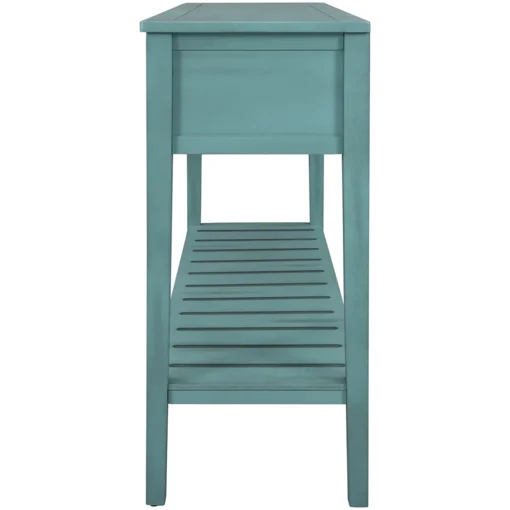 Bàn gỗ kiểu dáng hiện đại U-STYLcó 2 ngăn kéo đựng đồ và kệ dưới cùng để lối vào, hành lang, phòng ăn, bếp - Màu xanh lá cây - Ảnh 8