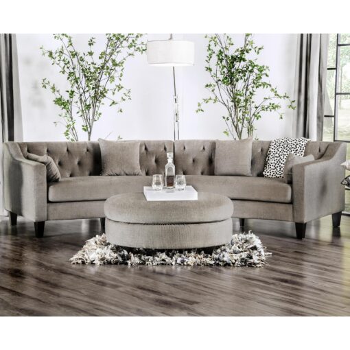 Ghế bành 2 mảnh vải lanh màu be Deidre Living Room Sofa - Ảnh 4