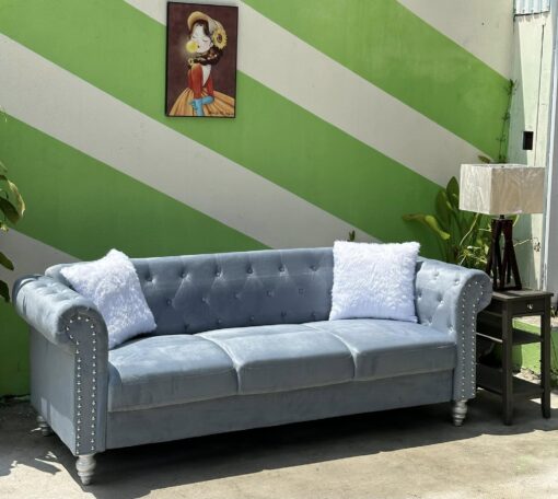 Ghế sofa cố định Furniture World 2073 màu xanh ngọc nhung - Ảnh 3