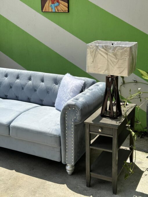 Ghế sofa cố định Furniture World 2073 màu xanh ngọc nhung - Ảnh 2
