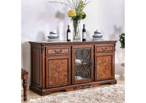 Bộ tủ và tủ đựng thức ăn truyền thống Benjara có 6 cửa và 2 ngăn kéo, màu nâu - Ảnh 7