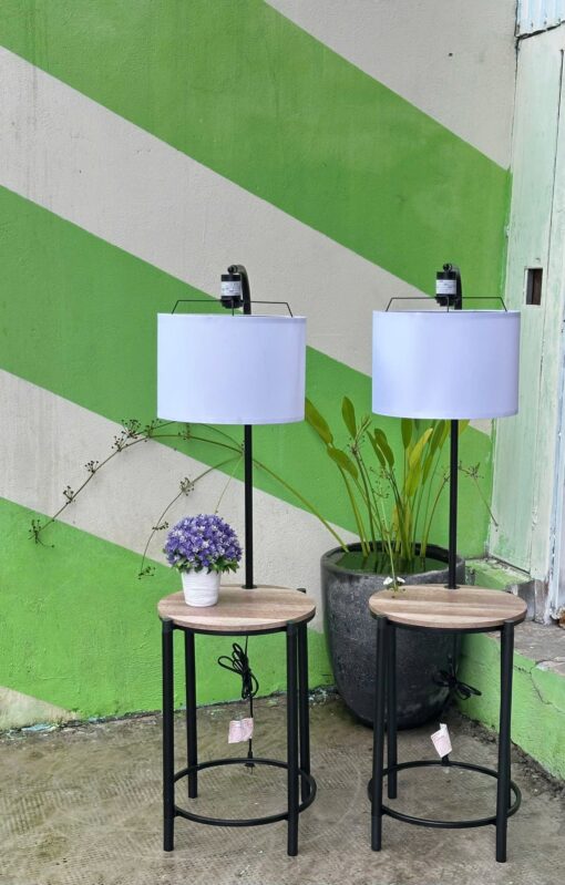 Đèn sàn để bàn bằng gỗ và kim loại màu đen Mainstays kết hợp chụp đèn có bóng đèn LED - Ảnh 4