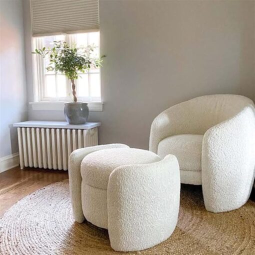 Ghế sofa Bean Bag vải đơn màu trắng tròn phòng khách thư giãn - Ảnh 5