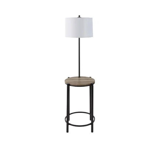 Đèn sàn để bàn bằng gỗ và kim loại màu đen Mainstays kết hợp chụp đèn có bóng đèn LED - Ảnh 2