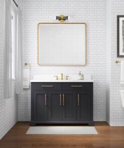 Bồn rửa mặt đơn bằng đồng thau và đen Onyx 48inch