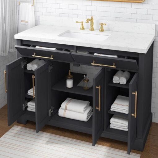 Bồn rửa mặt đơn bằng đồng thau và đen Onyx 48inch - Ảnh 2