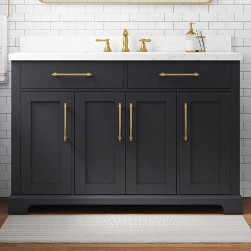 Bồn rửa mặt đơn bằng đồng thau và đen Onyx 48inch - Ảnh 3