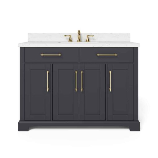 Bồn rửa mặt đơn bằng đồng thau và đen Onyx 48inch - Ảnh 4