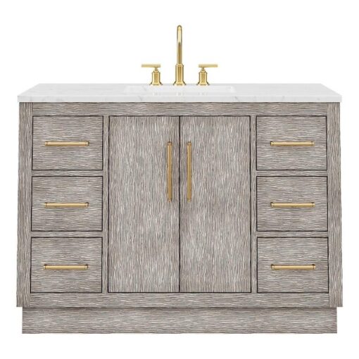 Bồn rửa mặt bằng đá cẩm thạch trắng Carrara Audrina 48" màu gỗ sồi xám