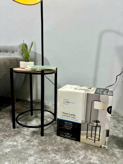 Đèn sàn để bàn bằng gỗ và kim loại màu đen Mainstays kết hợp chụp đèn có bóng đèn LED - Ảnh 7